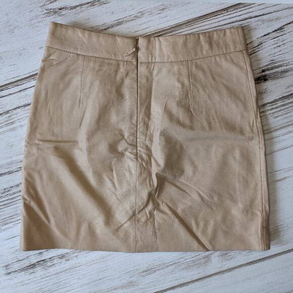 TopShop Leather A Line Tan Mini Skirt Sz 4 - Picture 4 of 4